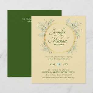BUDGET Greenery Wreath Verde Convite de casamento