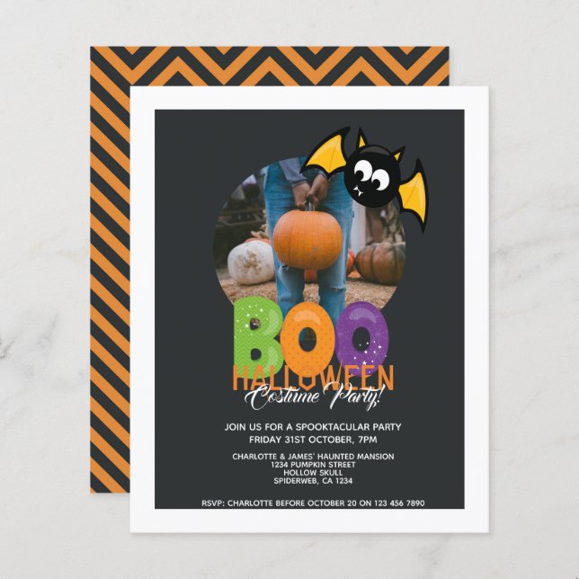 BUDGET Halloween Party Boo E Bat Personalizados (Frente/Verso)