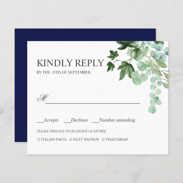 BUDGET Hedera Ivy deixa WEDDING RSVP - ESCOLHA DE  (Frente/Verso)