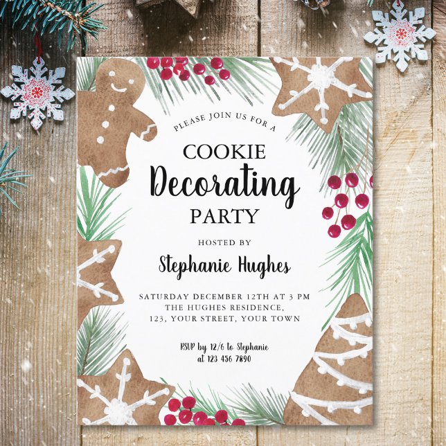 Budget Holiday Cookie Decorating Party Invitation (Criador carregado)