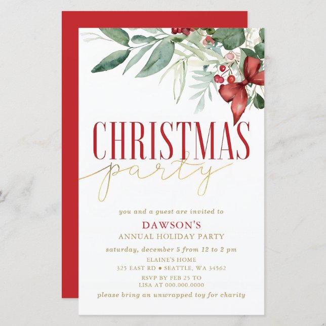 Budget Holly Botanical Corporate Christmas Party  (Frente/Verso)