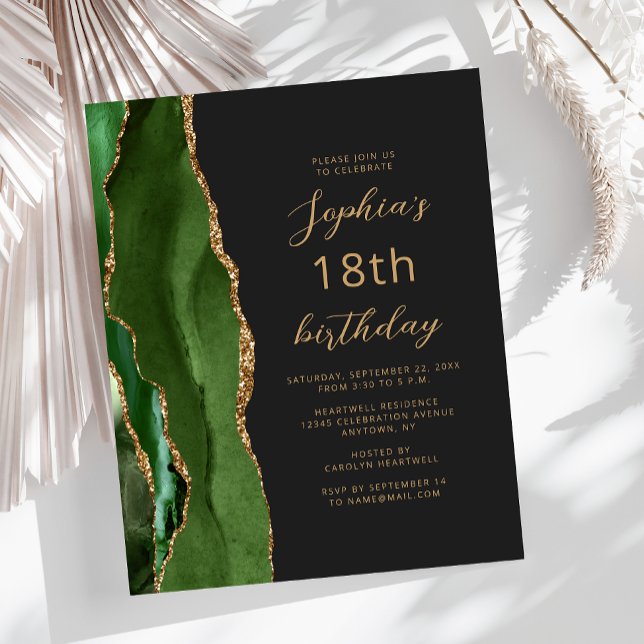 Budget Hunter Green Agate Script 18th Birthday (Criador carregado)