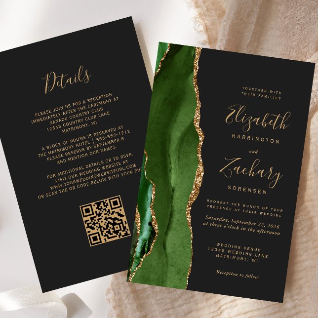 Budget Hunter Green Dark QR Code Wedding (Criador carregado)