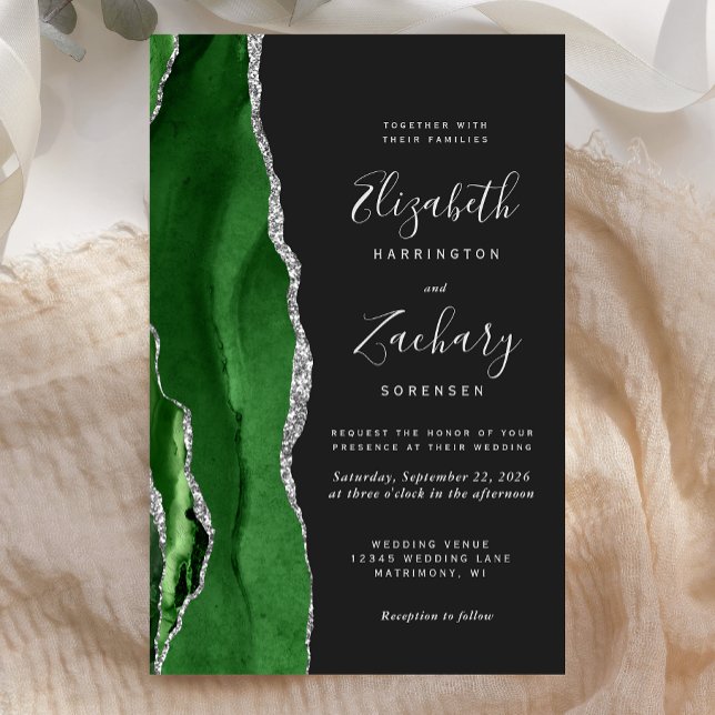 Budget Hunter Green Silver Agate Dark Wedding (Criador carregado)