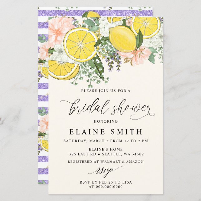 Budget Lemon Lime Citrus Bridal Shower Invitation (Frente/Verso)