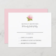 BUDGET Linda flor verde rosa Casamento RSVP