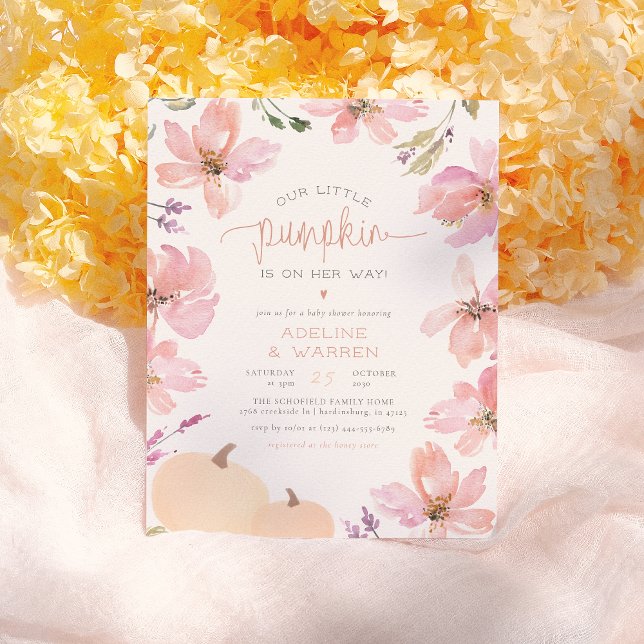 Budget Little Pumpkin Fall Floral Girl Baby Shower (Criador carregado)
