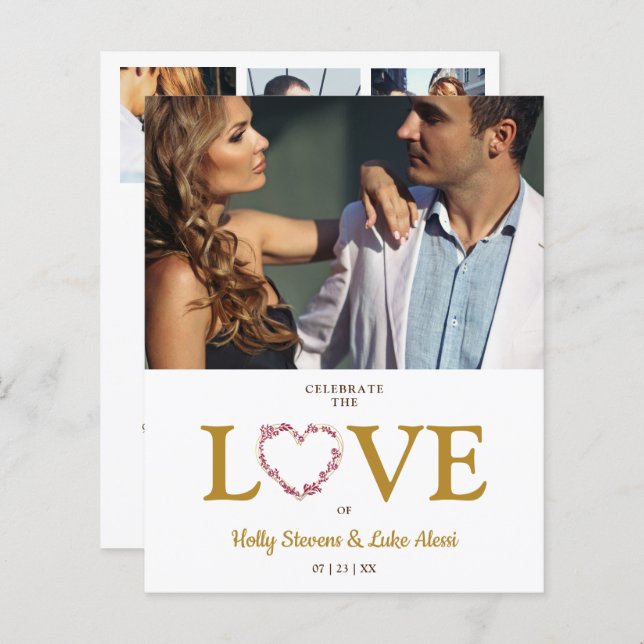 Budget Love Quote Trendy Collage Wedding 4 Photos (Frente/Verso)
