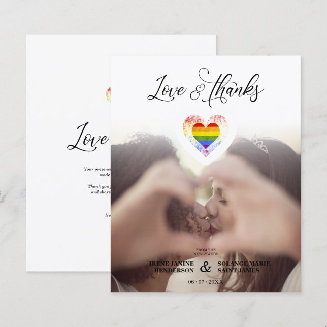Budget Love & Thanks LGBT Rainbow Pride Heart LGBT (Frente/Verso)