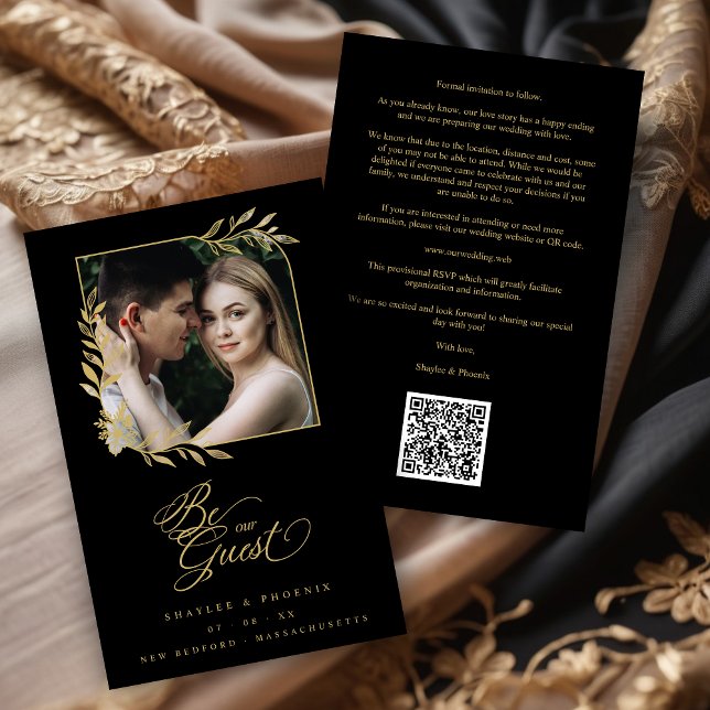 Budget Luxury Golden Branches Frame Chic Photo (Inexpensive Cheap Luxury Golden Branches Frame Chic Photo Wedding Save the Date Card with Envelope.)