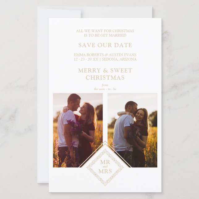 Budget Luxury Merry Christmas 2 Photos Collage (Frente)