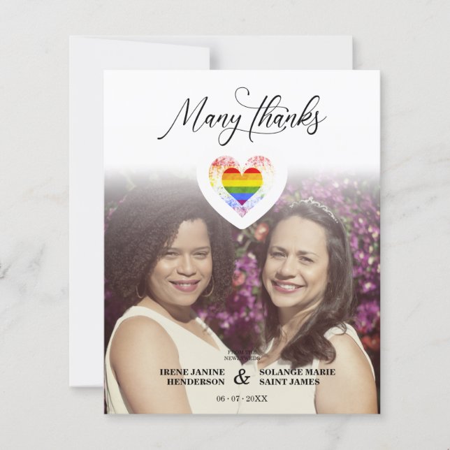 Budget Many Thanks LGBT Rainbow Pride Heart Photo (Frente)