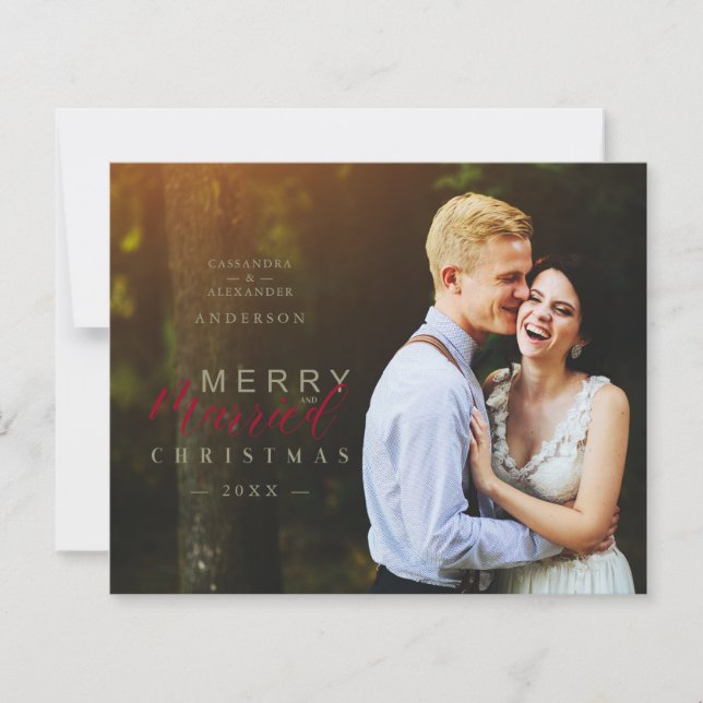 Budget Married & Merry Newlywed Photo Christmas  (Frente)