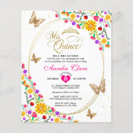 BUDGET Mexicano Borboleta Dourada Floral Quinceañe