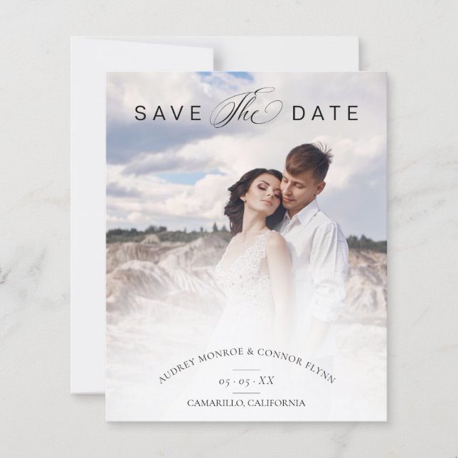 Budget Minimalist Modern Typography Wedding Photo (Frente)