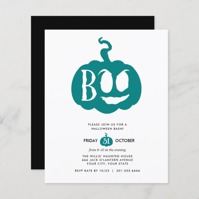 BUDGET Minimalista BOO Halloween Bash (Frente/Verso)