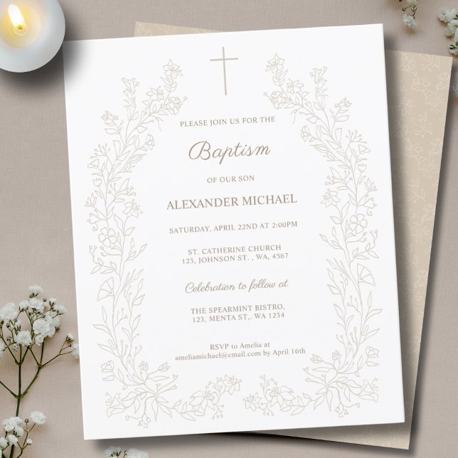 Budget Modern Floral Cross Christian Baptism (Criador carregado)
