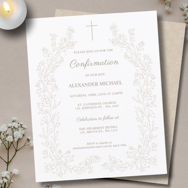 Budget Modern Floral Cross Confirmation (Criador carregado)