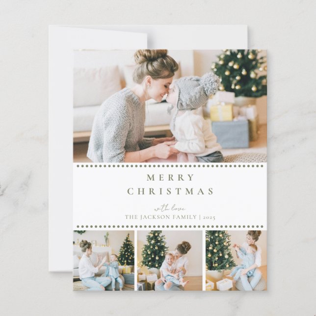 BUDGET Modern Olive Green Multi Photo Christmas (Frente)