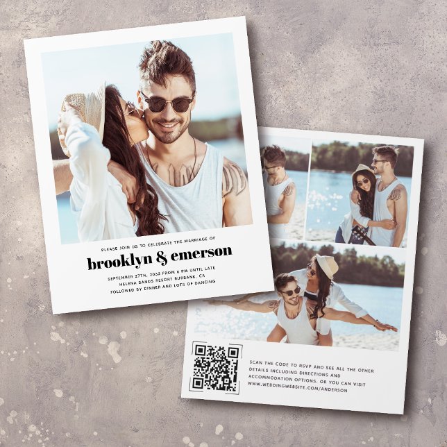Budget Modern Photo QR Code Wedding Invitation (Criador carregado)