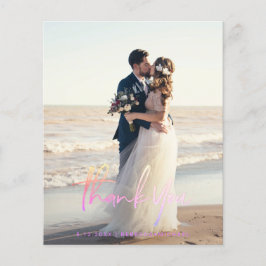 Budget Modern Script Wedding Photo Thank You Cards