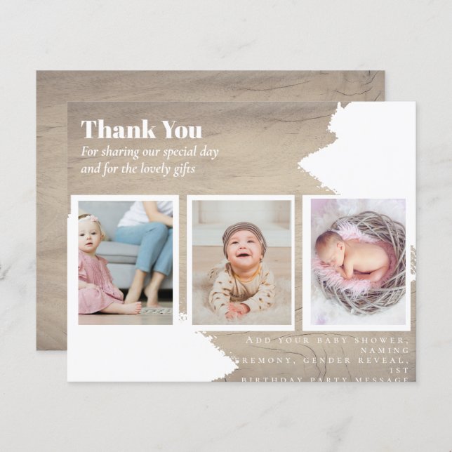 BUDGET Modern Thank You Photo Collage ANY EVENT (Frente/Verso)