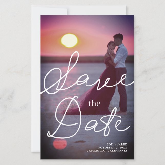 Budget Modern Typography Romantic Couple Photo (Frente)