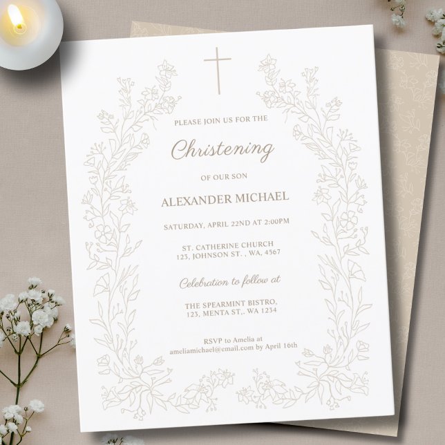 Budget Modern Vintage Floral Christening Baptism  (Criador carregado)