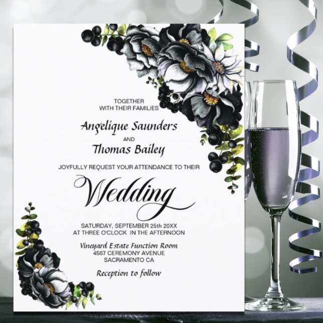 Budget Moody Black Floral White Wedding (Criador carregado)