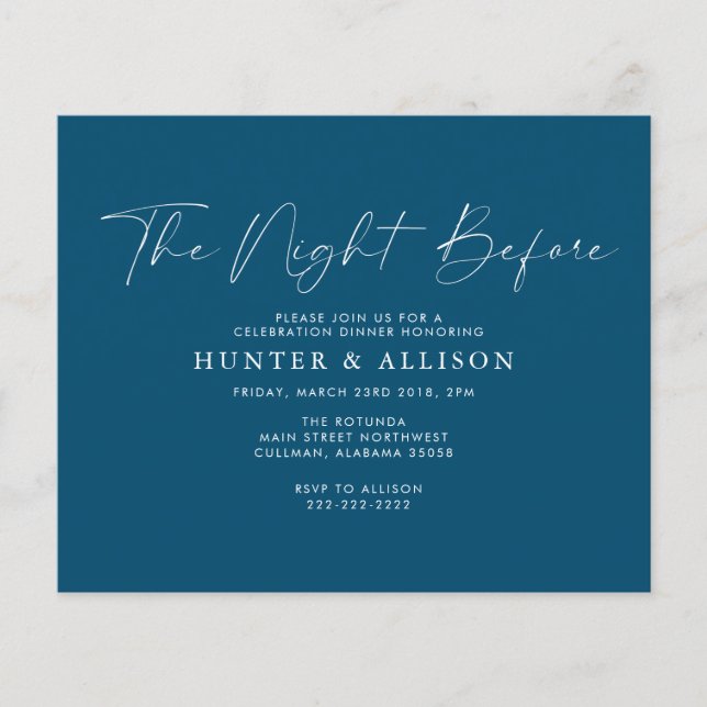 Budget Navy The Night Before | Invitation  Flyer (Frente)