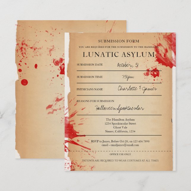 BUDGET Novelty Festa de Halloween Asilo lunático (Frente/Verso)