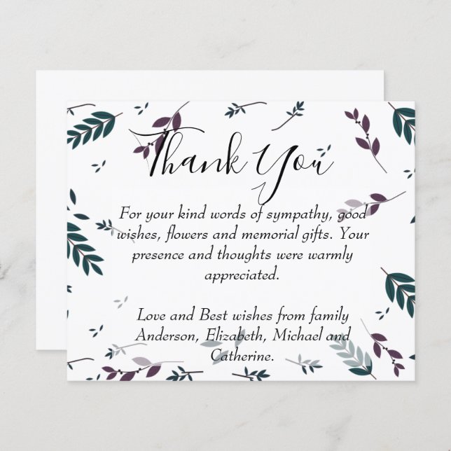 BUDGET Obrigado Modelo do Memorial Funeral (Frente/Verso)