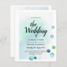 BUDGET Ocean Sea Glass Teal Blue Weding INV