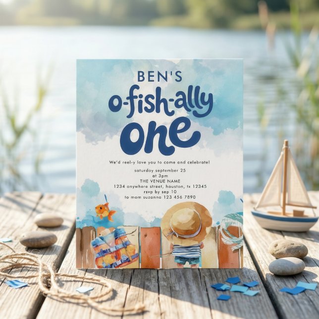 Budget Ofishally One Fishing Boy 1st Party invite  (Criador carregado)