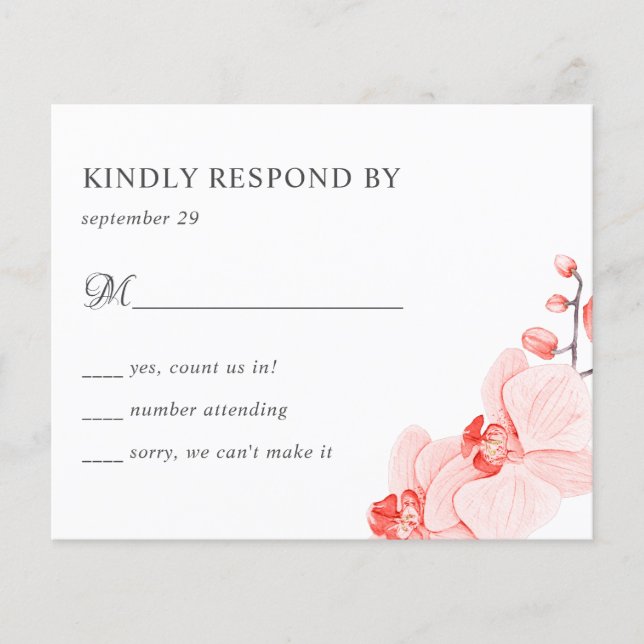 BUDGET Orchid Chic Botanical Weding RSVP (Frente)