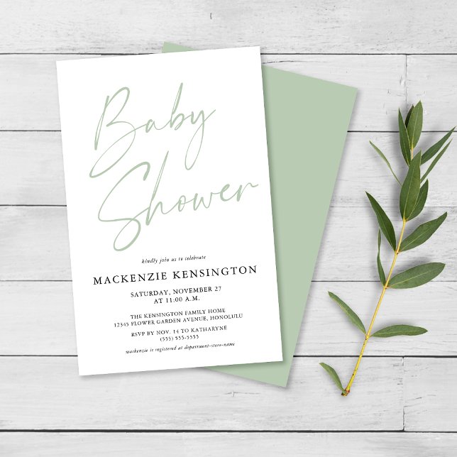 Budget Pastel Green Script Baby Shower FLYER (Criador carregado)