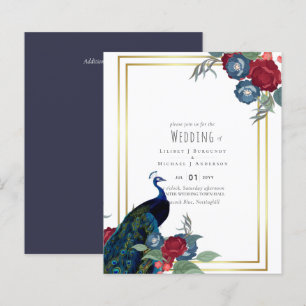 BUDGET Peacock Blue Burgundy Casamento outono de i
