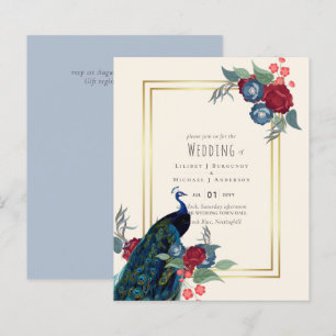 BUDGET Peacock Blue Burgundy Casamento outono de i