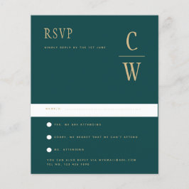 BUDGET Peacock TEAL Dourado Casamento Verde RSVP