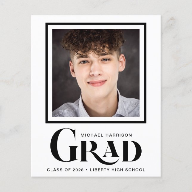 Budget Photo Bold Type Graduation Announcement (Frente)