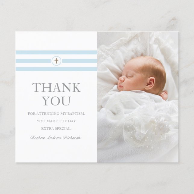Budget Photo Christening Baptism Thank You Card (Frente)