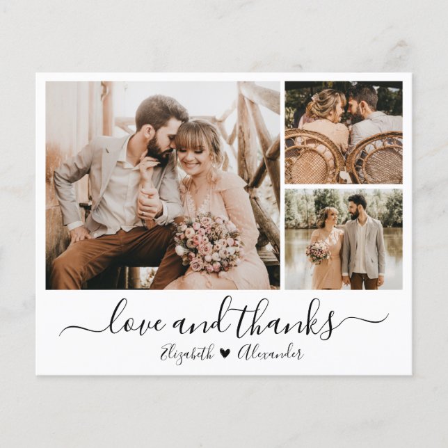 Budget Photo Collage Wedding Thank You Card (Frente)