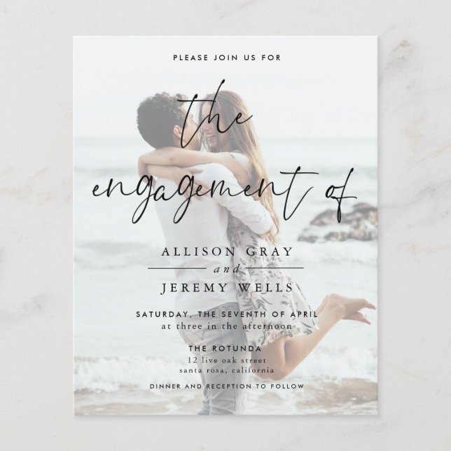Budget Photo Engagement Invitation Flyer (Frente)