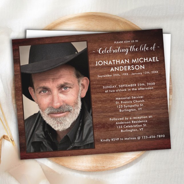 Budget Photo Rustic Celebration Of Life Invitation (Criador carregado)