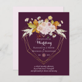 BUDGET Plum e Coral Floral Weding Convite