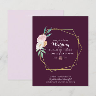 BUDGET Plum e Coral Floral Weding Convite