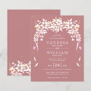 BUDGET poeirento rosa convite para casamento flora