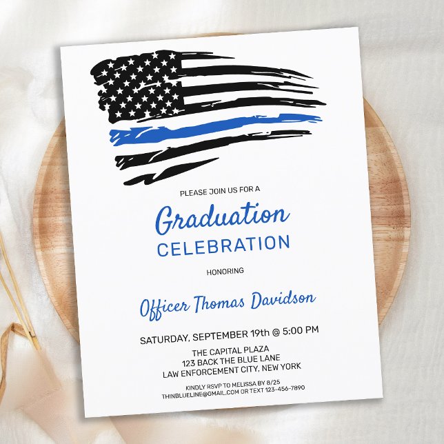 Budget Police Graduation Invitation Thin Blue Line (Criador carregado)