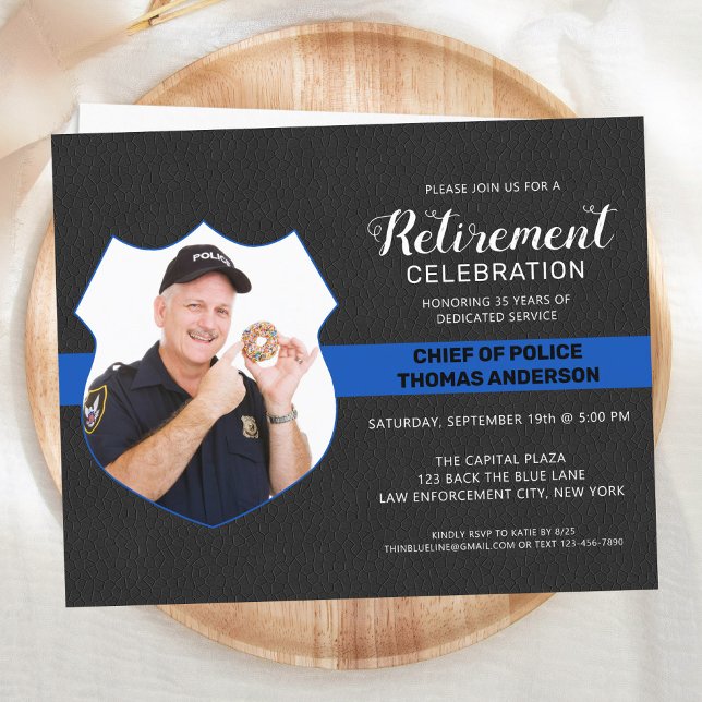 Budget Police Retirement Party Photo Invitation (Criador carregado)