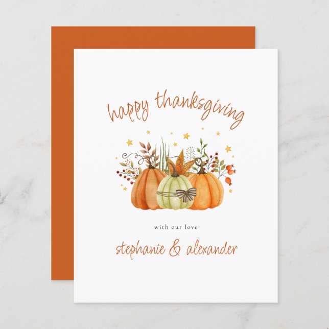 BUDGET Pumpkins Terracotta Feliz Ação de Graças (Frente/Verso)